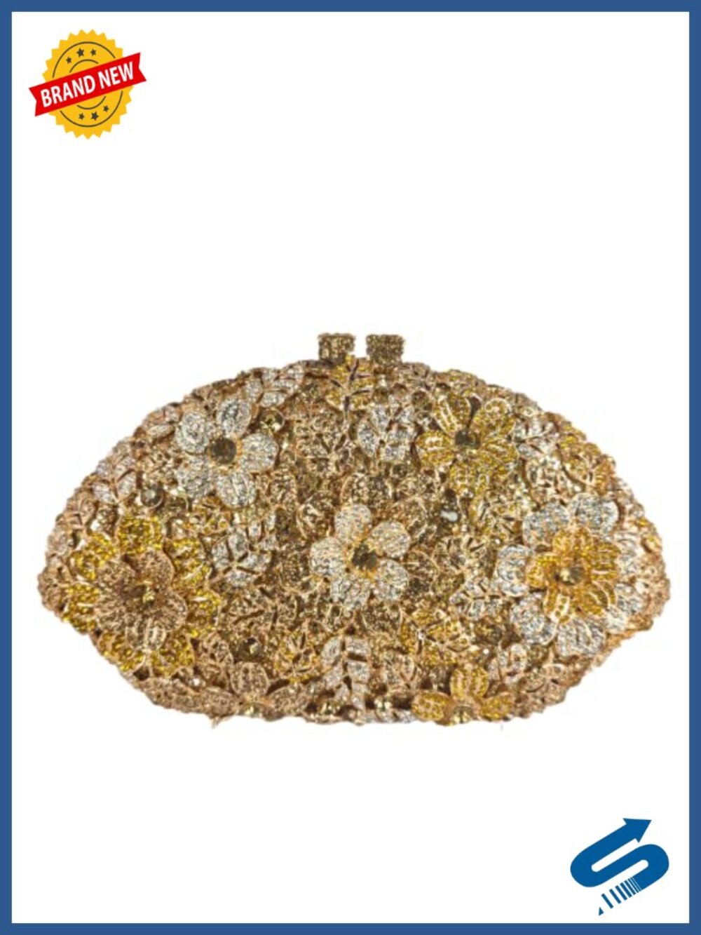 Crystal Rhinestone Evening Clutch Mini Flower Handbag Wedding Party